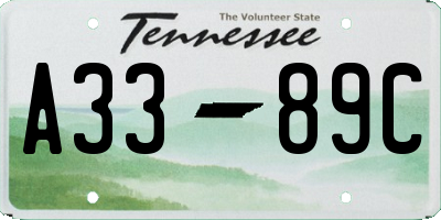 TN license plate A3389C