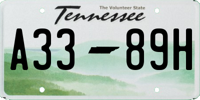 TN license plate A3389H