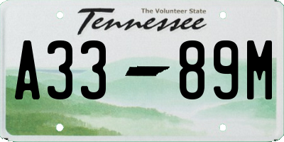 TN license plate A3389M