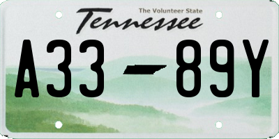TN license plate A3389Y