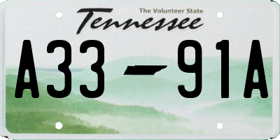 TN license plate A3391A