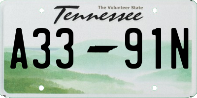 TN license plate A3391N