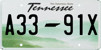 TN license plate A3391X