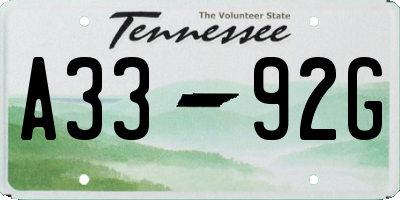 TN license plate A3392G
