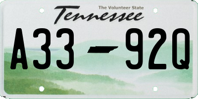 TN license plate A3392Q