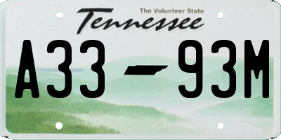 TN license plate A3393M