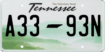 TN license plate A3393N