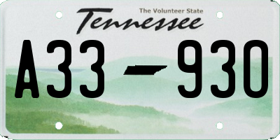 TN license plate A3393O