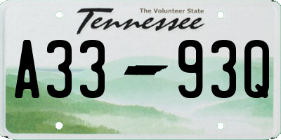 TN license plate A3393Q