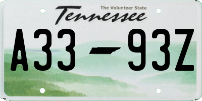 TN license plate A3393Z