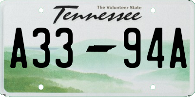 TN license plate A3394A