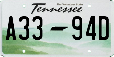 TN license plate A3394D