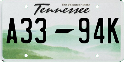 TN license plate A3394K
