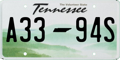TN license plate A3394S