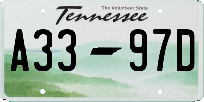 TN license plate A3397D