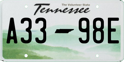 TN license plate A3398E
