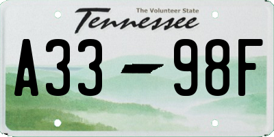 TN license plate A3398F