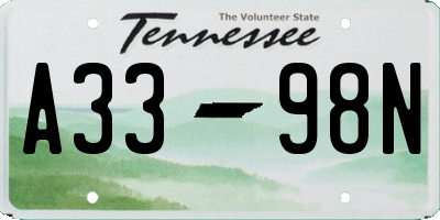 TN license plate A3398N