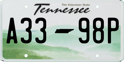 TN license plate A3398P