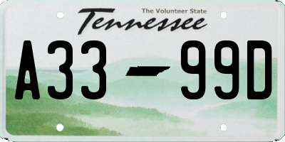 TN license plate A3399D
