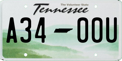TN license plate A3400U