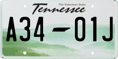 TN license plate A3401J