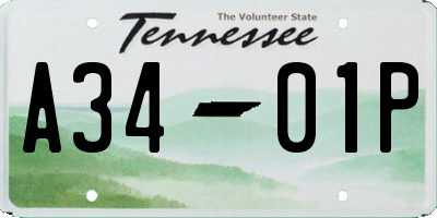 TN license plate A3401P