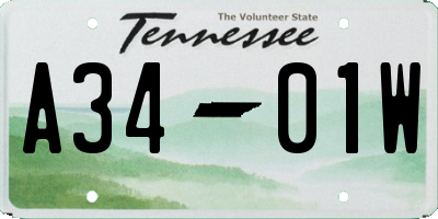 TN license plate A3401W