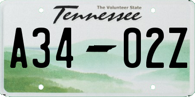 TN license plate A3402Z