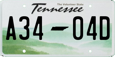 TN license plate A3404D