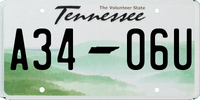 TN license plate A3406U