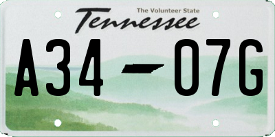 TN license plate A3407G