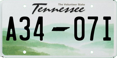 TN license plate A3407I