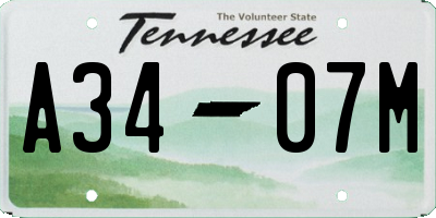 TN license plate A3407M