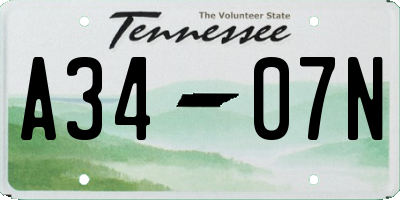 TN license plate A3407N