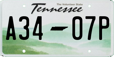 TN license plate A3407P