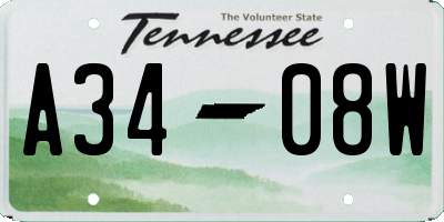 TN license plate A3408W