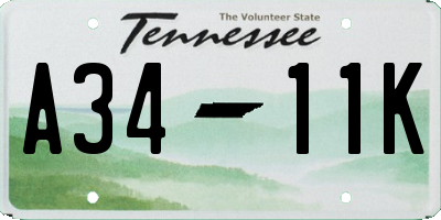 TN license plate A3411K