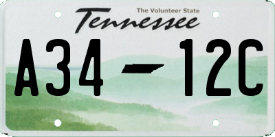 TN license plate A3412C