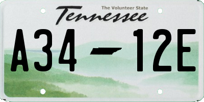 TN license plate A3412E