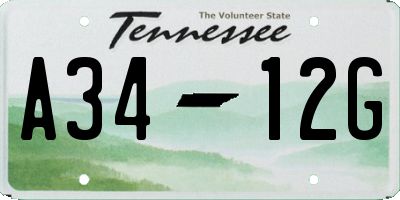 TN license plate A3412G