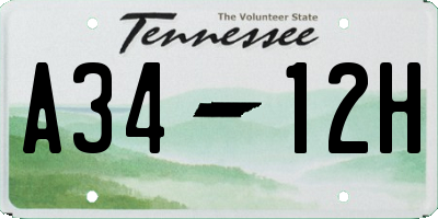 TN license plate A3412H