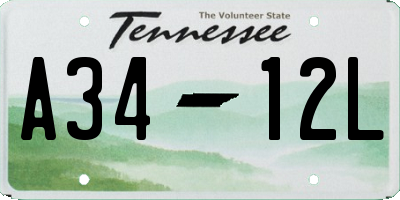 TN license plate A3412L