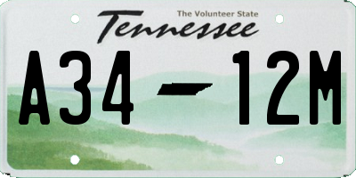 TN license plate A3412M
