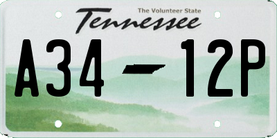 TN license plate A3412P