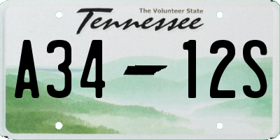 TN license plate A3412S