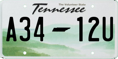 TN license plate A3412U