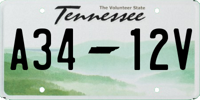 TN license plate A3412V