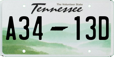 TN license plate A3413D