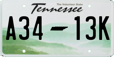 TN license plate A3413K